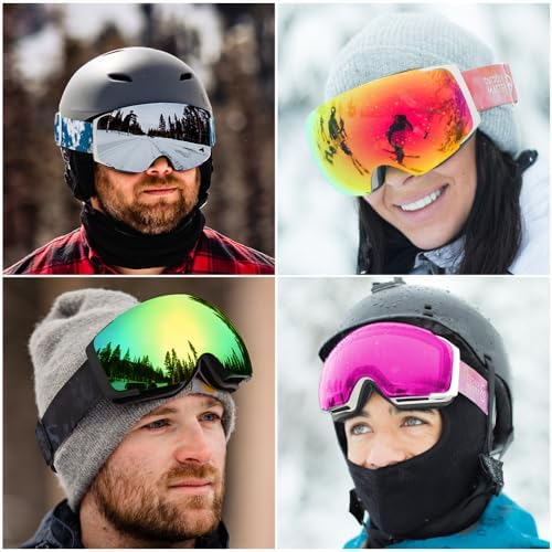 OutdoorMaster Asian Fit Ski Goggles PRO - Frameless, Interchangeable Lens 100% UV400 Protection Snow Goggles for Men & Women OutdoorMaster