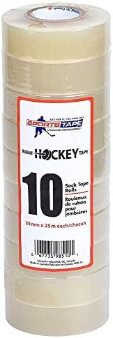 SportsTape Clear Hockey Tape - for Socks and Gear, Easy to Stretch and Tear (10 Pack), One Size Sports tape