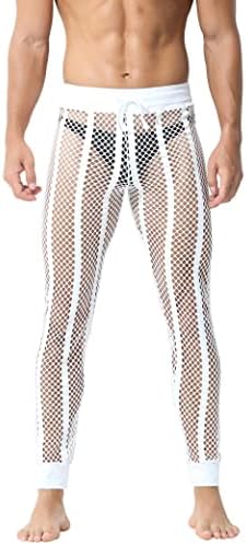 Panegy Men's Fishnet Legging Pants & Shorts Mesh Drawstring Loose Lounge Pants Swim Shorts Panegy