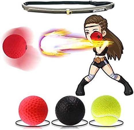 Boxing Reflex Ball 3 Difficulty Level Boxing Ball with Headband Suit for Reaction, Agility, Punching Speed, Fight Skill and Hand Eye Coordination Training for Kids and Adults HanQ