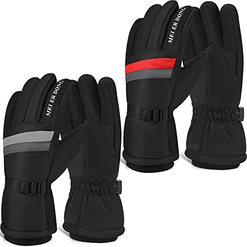 2 Pairs Winter Snow Gloves Windproof Warm Ski Gloves Cold Weather Waterproof Snowboarding Gloves for Men Women Syhood