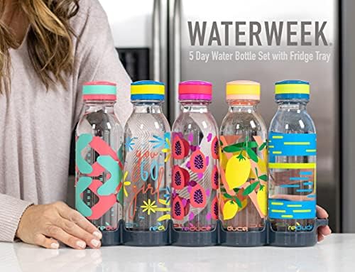 Набор многоразовых пластиковых бутылок для воды Reduce WaterWeek, 20oz, 5 штук, Без BPA, Протечек нет Reduce