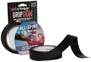 CATTONGUE GRIPS Non-Abrasive Sports Grip Wrap Tape – 1” Thick Heavy Duty Tape for Sports Wrapping, Anti Slip Tape Ideal for Baseball Bat Grip, Bike Grips, Golf Grip on Clubs (20ft) CATTONGUE GRIPS