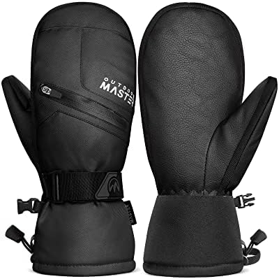 OutdoorMaster Ski Mittens, Winter Warm Waterproof Gloves with Build-in Gloves for Men & Women, Winter Sports, Snowboarding OutdoorMaster