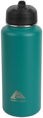 Ozark Trail 32 fl oz Black Insulated Stainless Steel Wide Mouth Water Bottle, Loop Handle, Flip Lid (Black), 31421BLK Generic