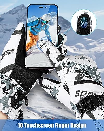 Winter Ski Gloves - 5-Finger Waterproof Winter Gloves, Snowboarding Gloves, Touchscreen Ski Gloves Men TOBEHIGHER