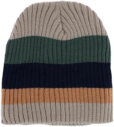 CTM® Men's Heavy Knit Wool Blend Striped Winter Beanie Hat CTM