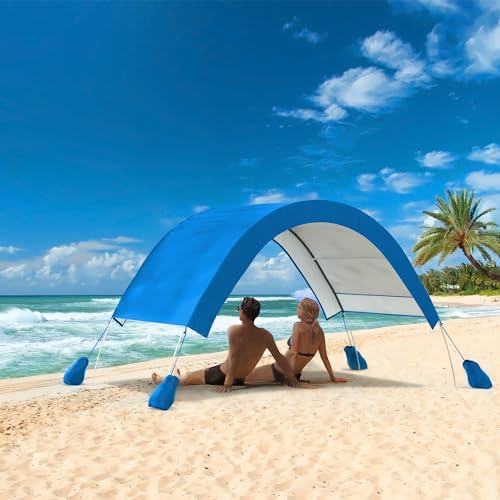 RELIANCER Portable Family Beach Tent Fits 2-4 Adults,Outdoor Deluxe Shade Tent,UPF 50+ UV Protection,Easy Set-Up Sun Shelter,Camping Sun Shade Canopy,Sunshade for Trip Fishing Park Picnics Sand Grass RELIANCER