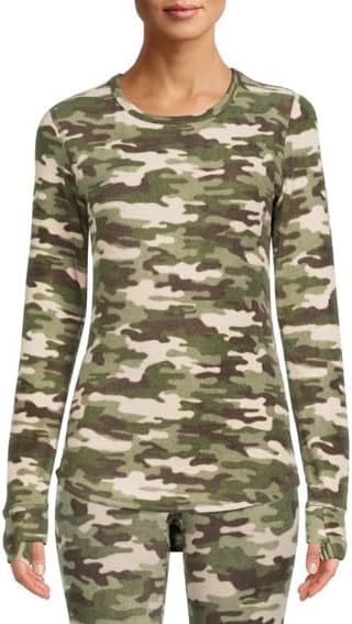 Cuddl Duds ClimateRight Long Sleeve Crew Stretch Fleece, Olive Camo, X-Large Cuddl Duds