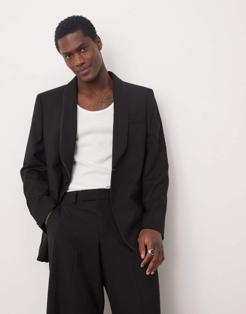  ASOS DESIGN slim shawl lapel dinner jacket in black ASOS DESIGN