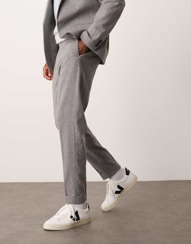 ASOS DESIGN tapered suit pants with wool in gray flannel ASOS DESIGN