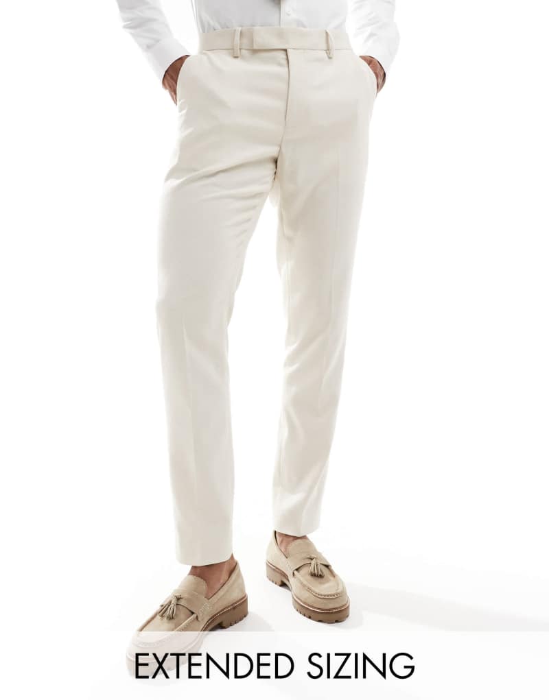 ASOS DESIGN Wedding new skinny suit pants in stone textured basketweave ASOS DESIGN