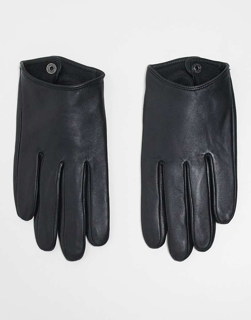 ASOS DESIGN leather touchscreen gloves in black ASOS DESIGN