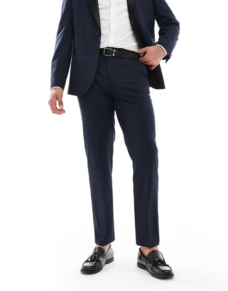 ASOS DESIGN slim fit tuxedo pants in deep navy ASOS DESIGN