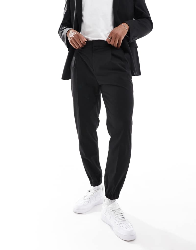 ASOS DESIGN tapered suit sweatpants in black ASOS DESIGN