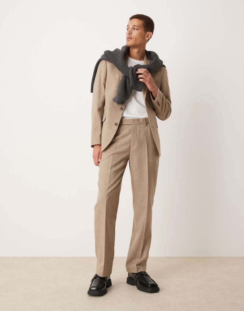 ASOS DESIGN straight leg wool mix suit pants in stone ASOS DESIGN