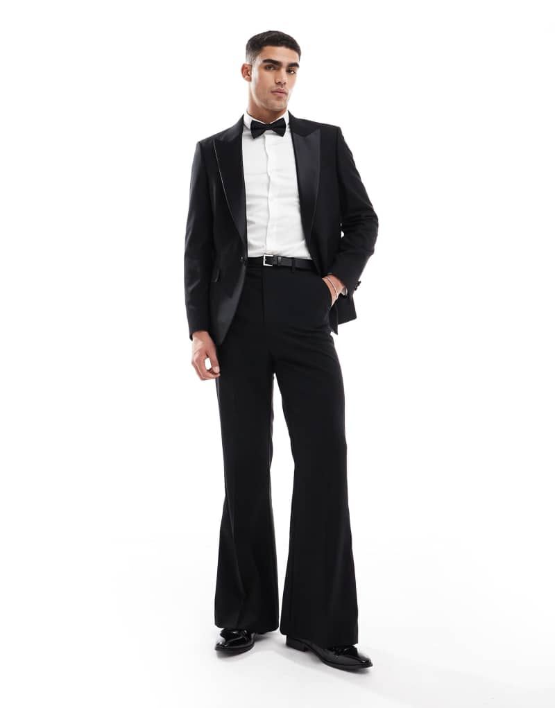 ASOS DESIGN flare tuxedo suit pants in black  ASOS DESIGN