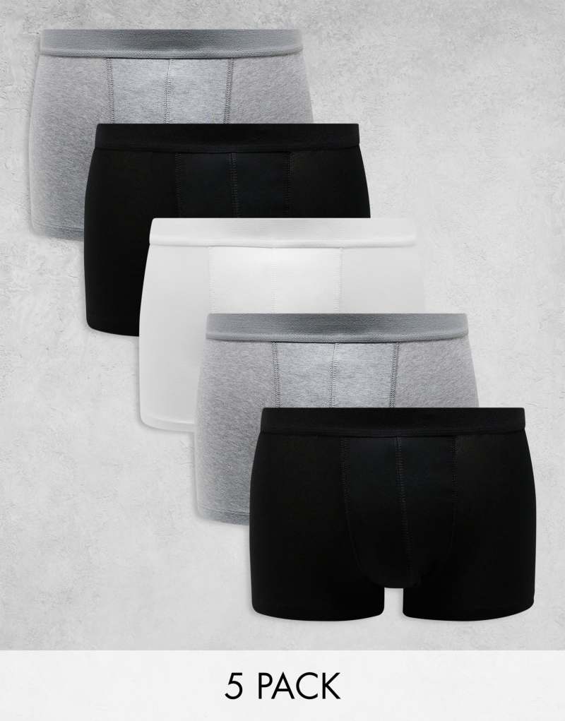 ASOS DESIGN 5-pack trunks with plain waistband ASOS DESIGN