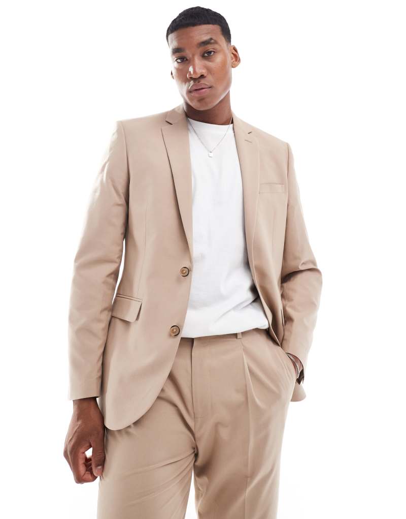 ASOS DESIGN slim suit jacket in beige ASOS DESIGN