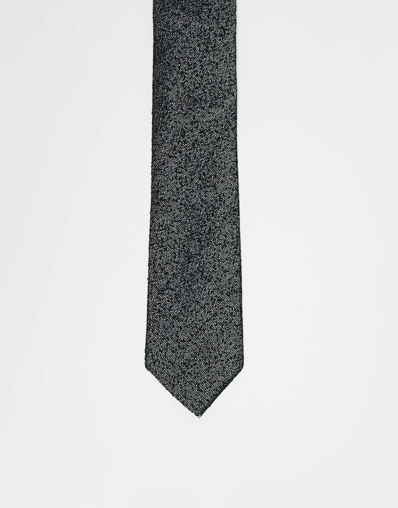 ASOS DESIGN tie with grunge texture in black ASOS DESIGN