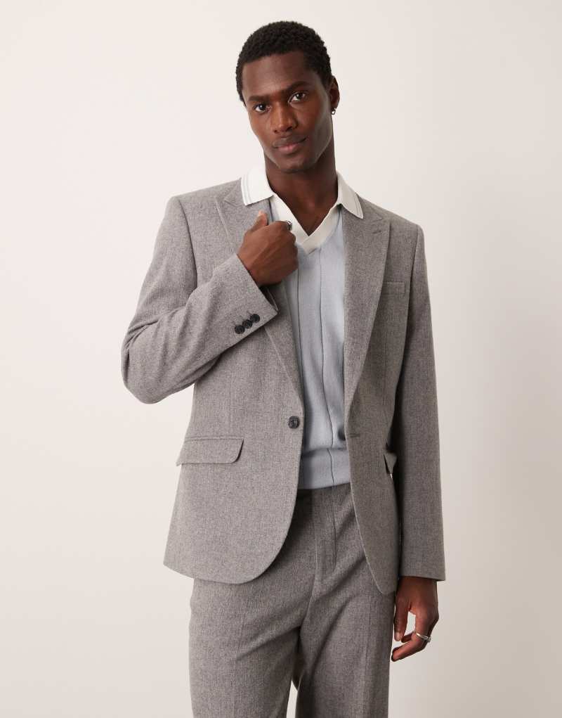 ASOS DESIGN skinny wool mix suit jacket in gray flannel ASOS DESIGN