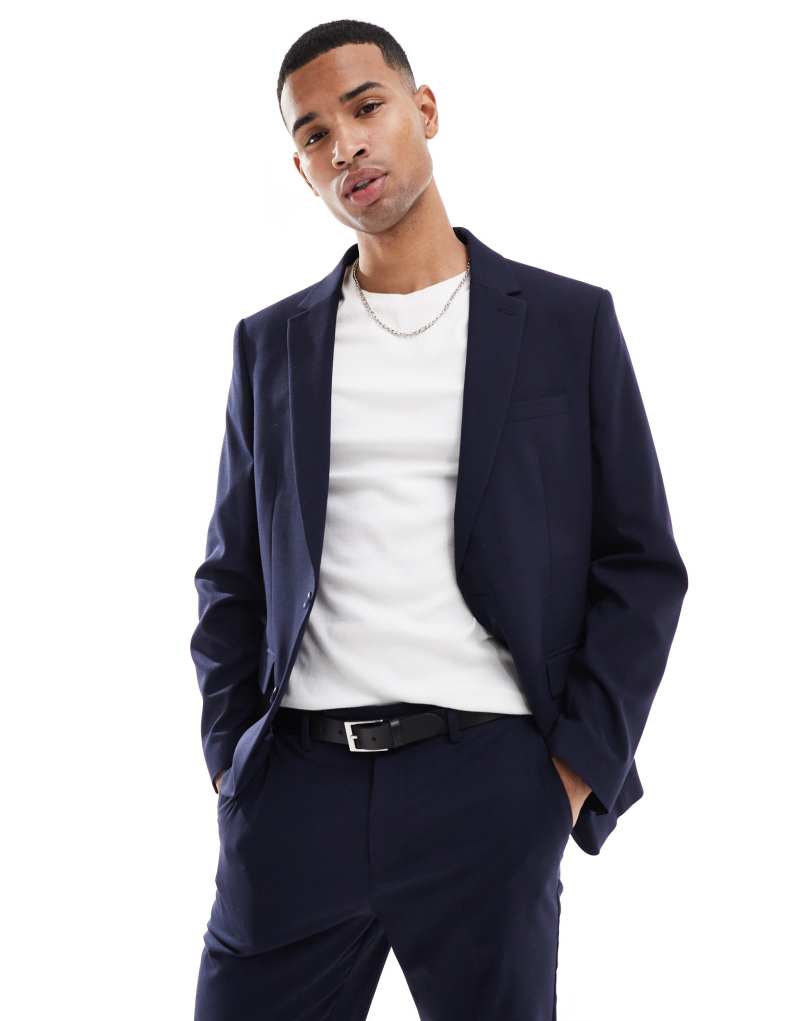 ASOS DESIGN slim suit jacket in navy ASOS DESIGN