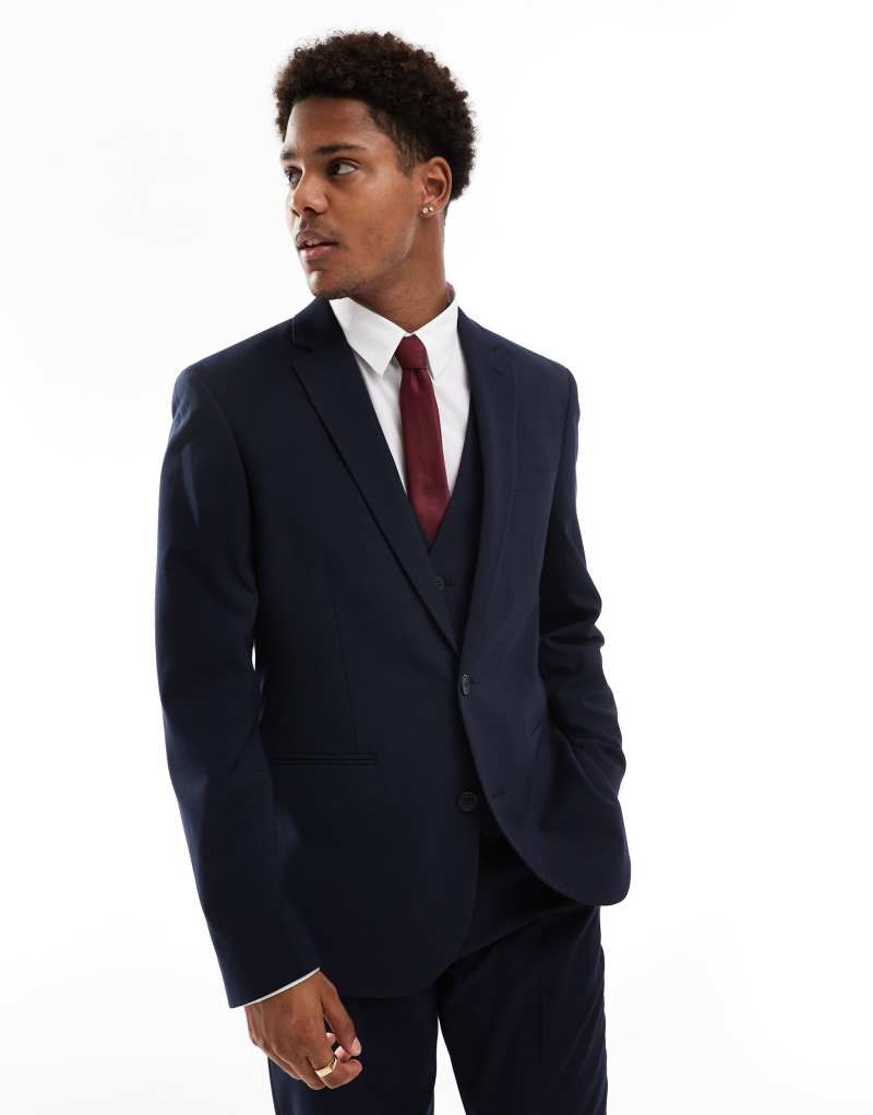 ASOS DESIGN slim suit jacket in navy ASOS DESIGN