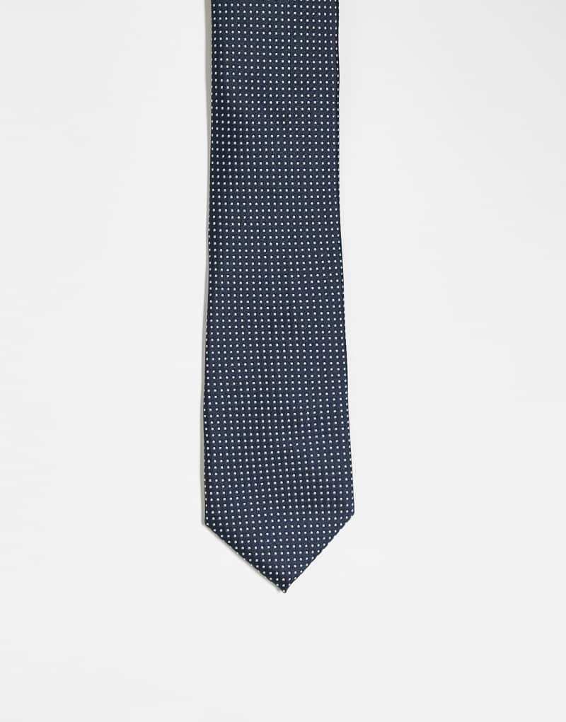 ASOS DESIGN standard tie with dot pattern in navy ASOS DESIGN