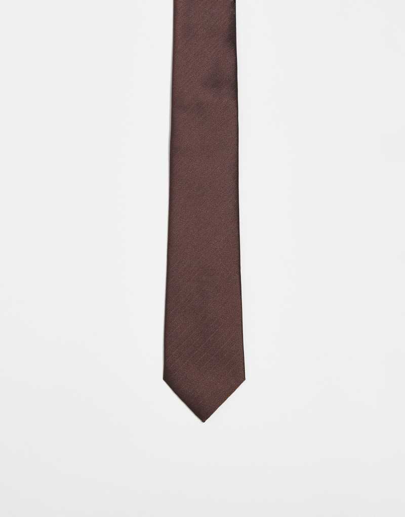 ASOS DESIGN standard tie in brown ASOS DESIGN