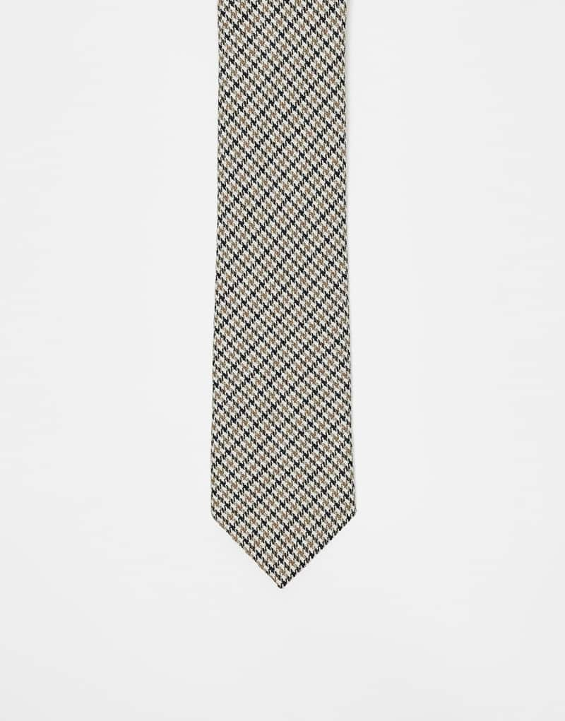 ASOS DESIGN heritage check tie in brown ASOS DESIGN