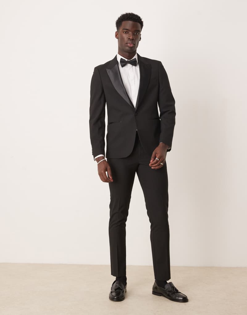 ASOS DESIGN skinny tuxedo pants in black ASOS DESIGN