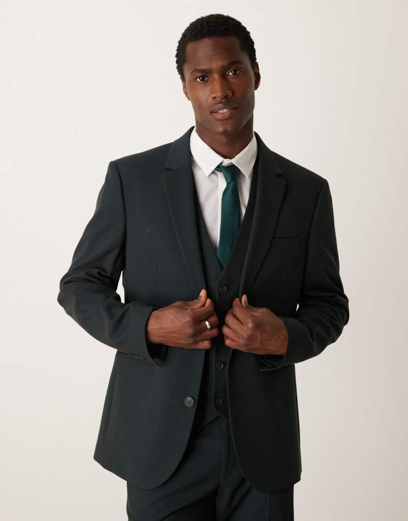 ASOS DESIGN slim suit jacket in dark green ASOS DESIGN