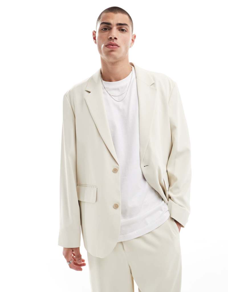 ASOS DESIGN relaxed suit jacket in light ecru ASOS DESIGN