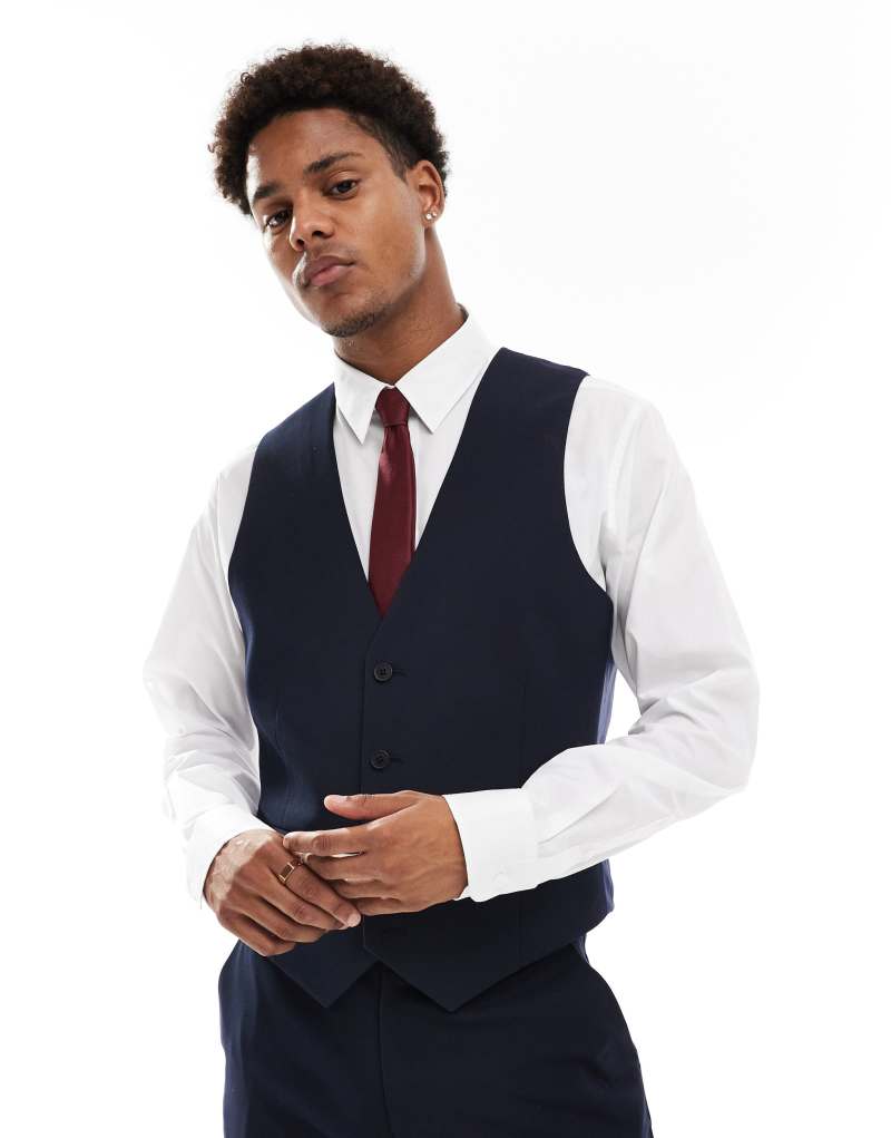 ASOS DESIGN slim suit vest in navy ASOS DESIGN