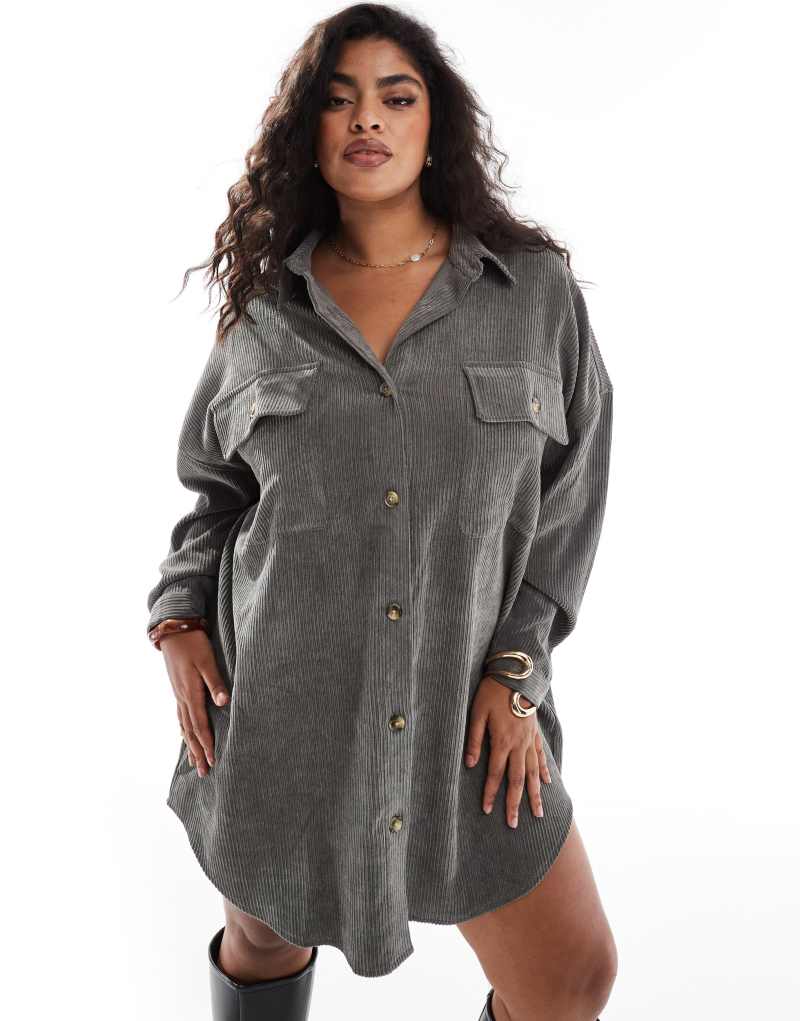 Женское Платье ASOS Curve Oversized с Карманом в Угольном Цвете ASOS Curve