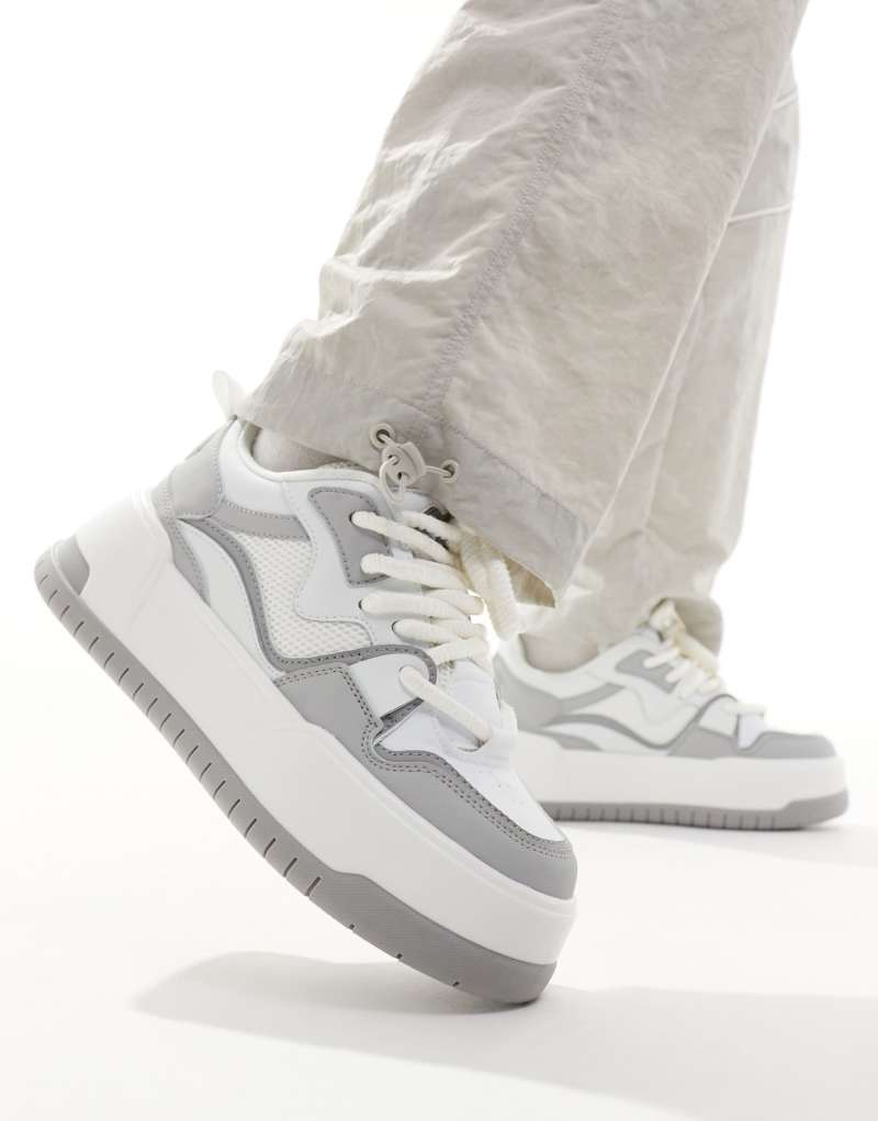 ASOS DESIGN chunky sneakers in gray and white ASOS DESIGN