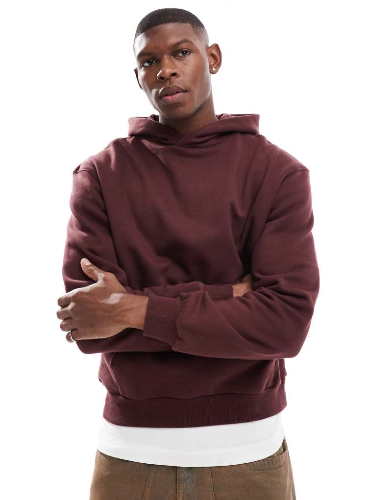 ASOS DESIGN premium heavyweight boxy oversized hoodie 400gsm in burgundy ASOS DESIGN