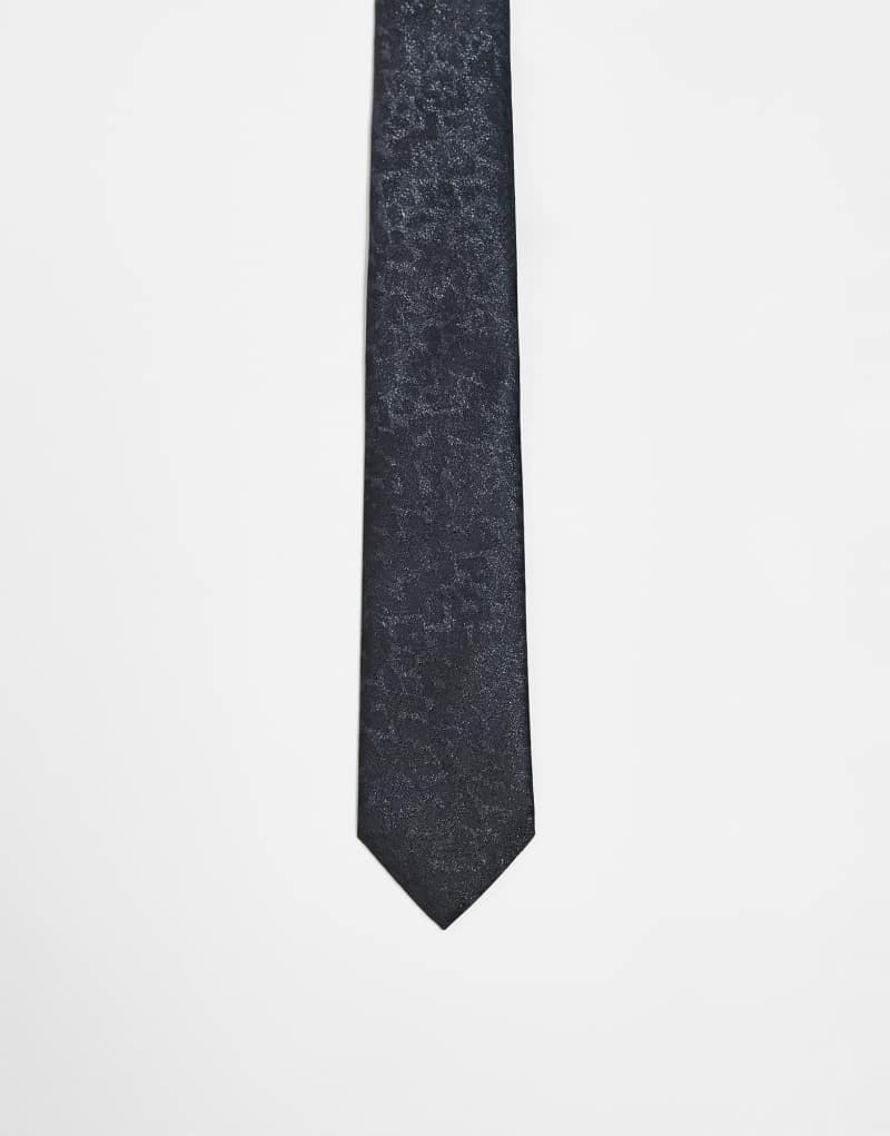 ASOS DESIGN leopard shimmer tie in black ASOS DESIGN