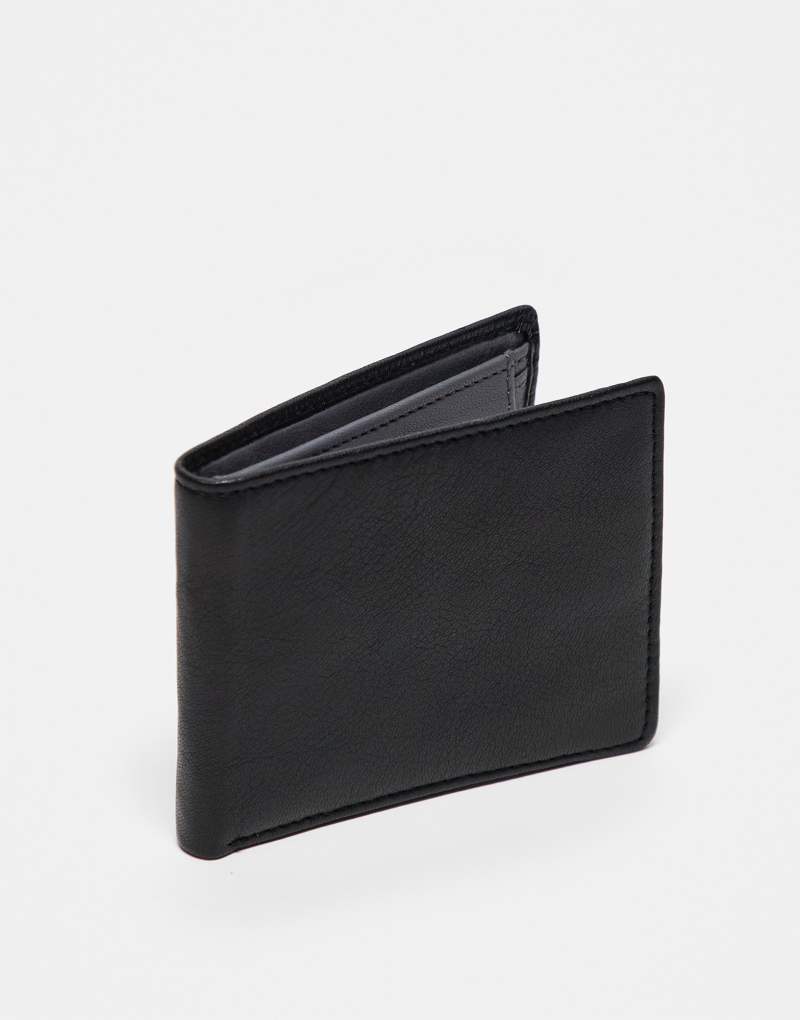 ASOS DESIGN leather wallet with contrast in black and gray ASOS DESIGN