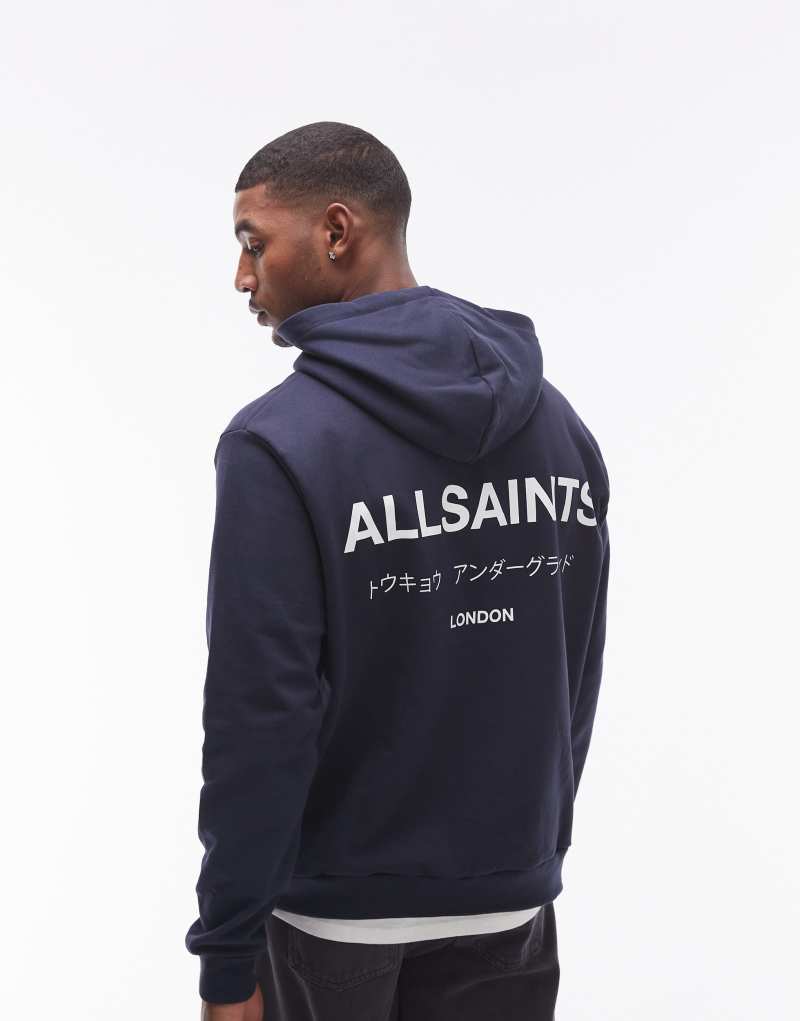 AllSaints Undergroud Oth hoodie in navy AllSaints