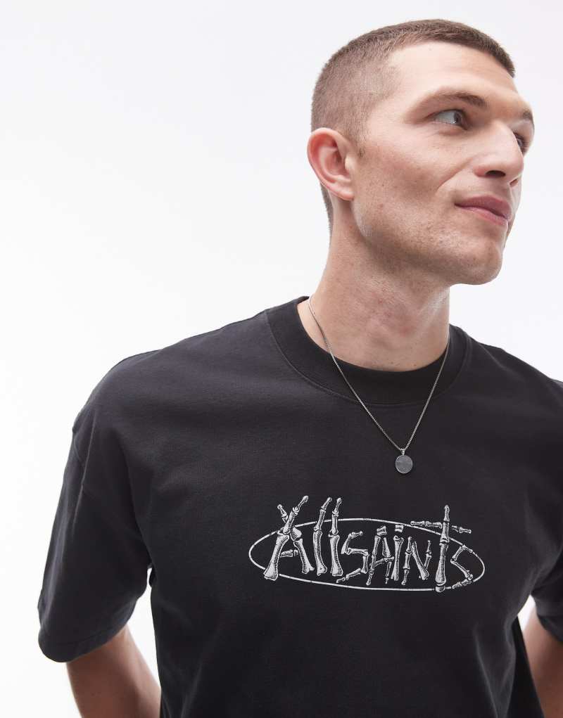 Мужская Футболка AllSaints Sternum back print в потертом черном AllSaints