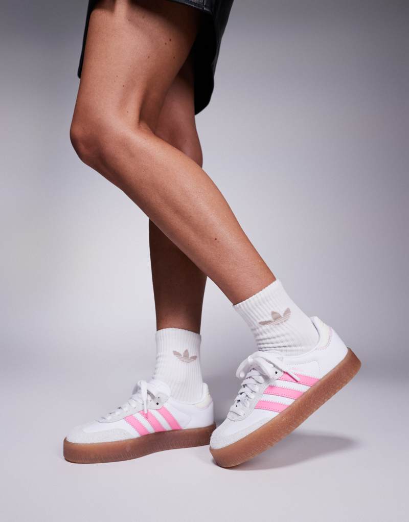 adidas Originals Sambae sneakers in white and pink Adidas