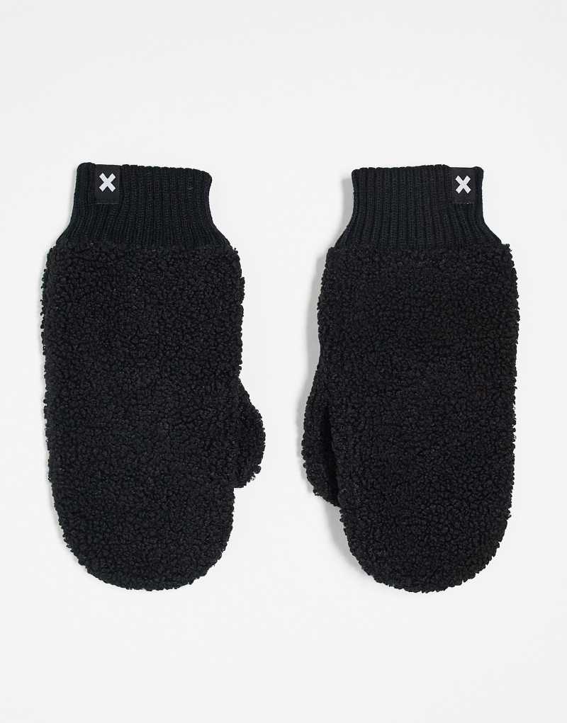 COLLUSION shearling mittens in black Collusion