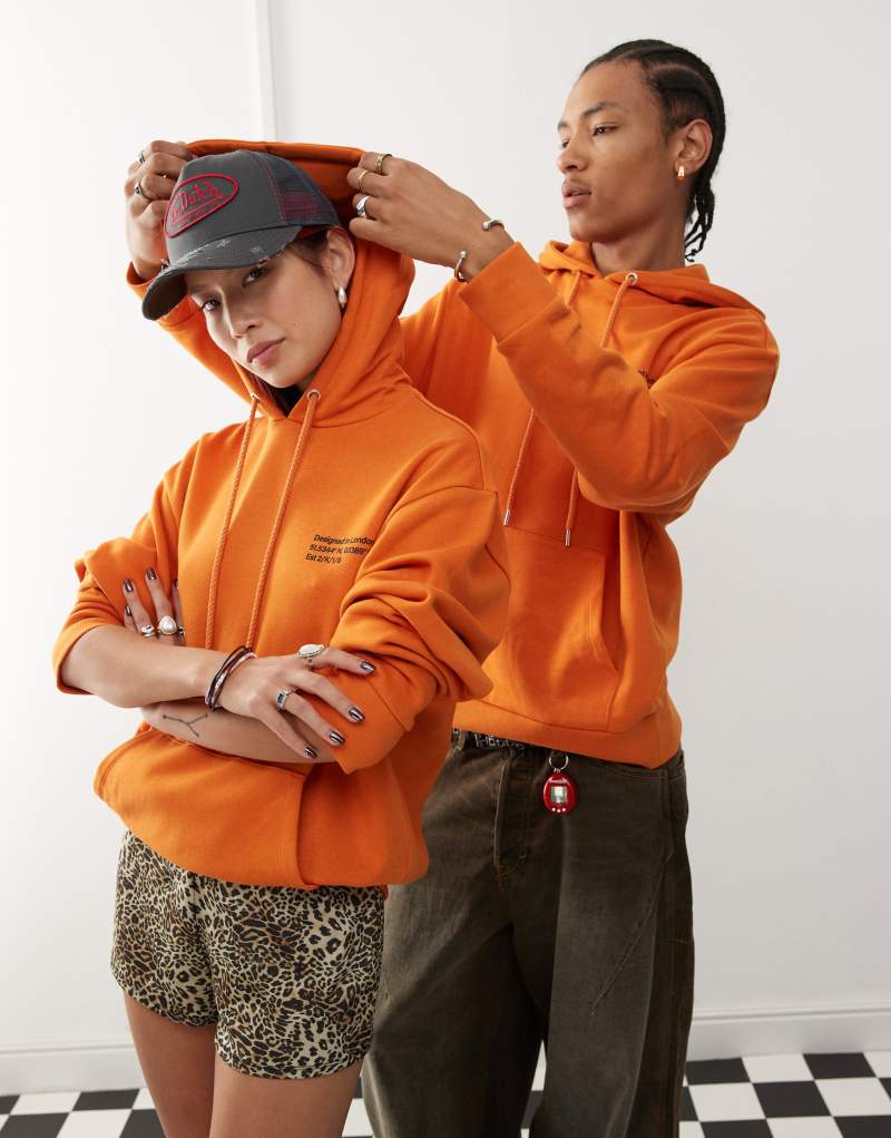 COLLUSION Unisex hoodie in orange - part of a set Collusion