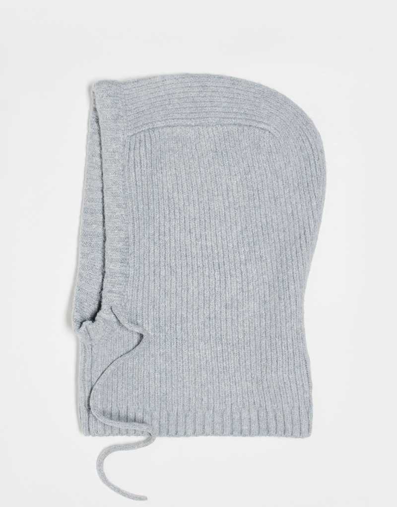 COLLUSION Unisex hooded balaclava in light gray Collusion