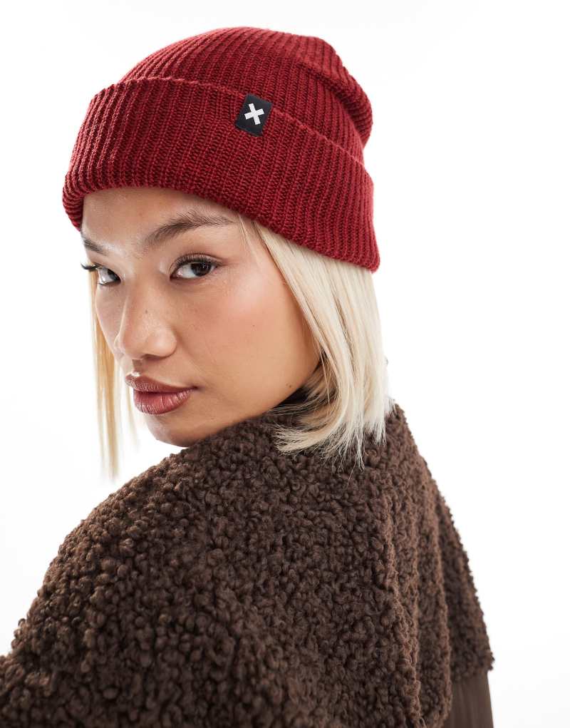 COLLUSION logo beanie in dark red Collusion