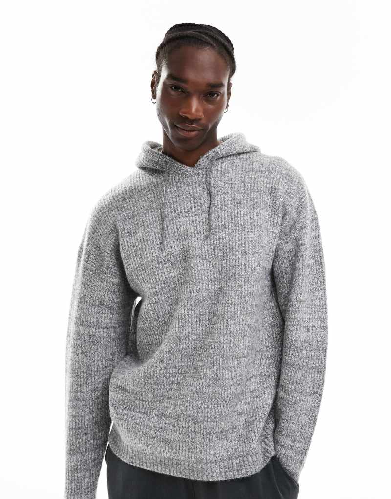 Мужской Свитер Collusion Oversized Chunky Knit Hoodie в сером цвете Collusion