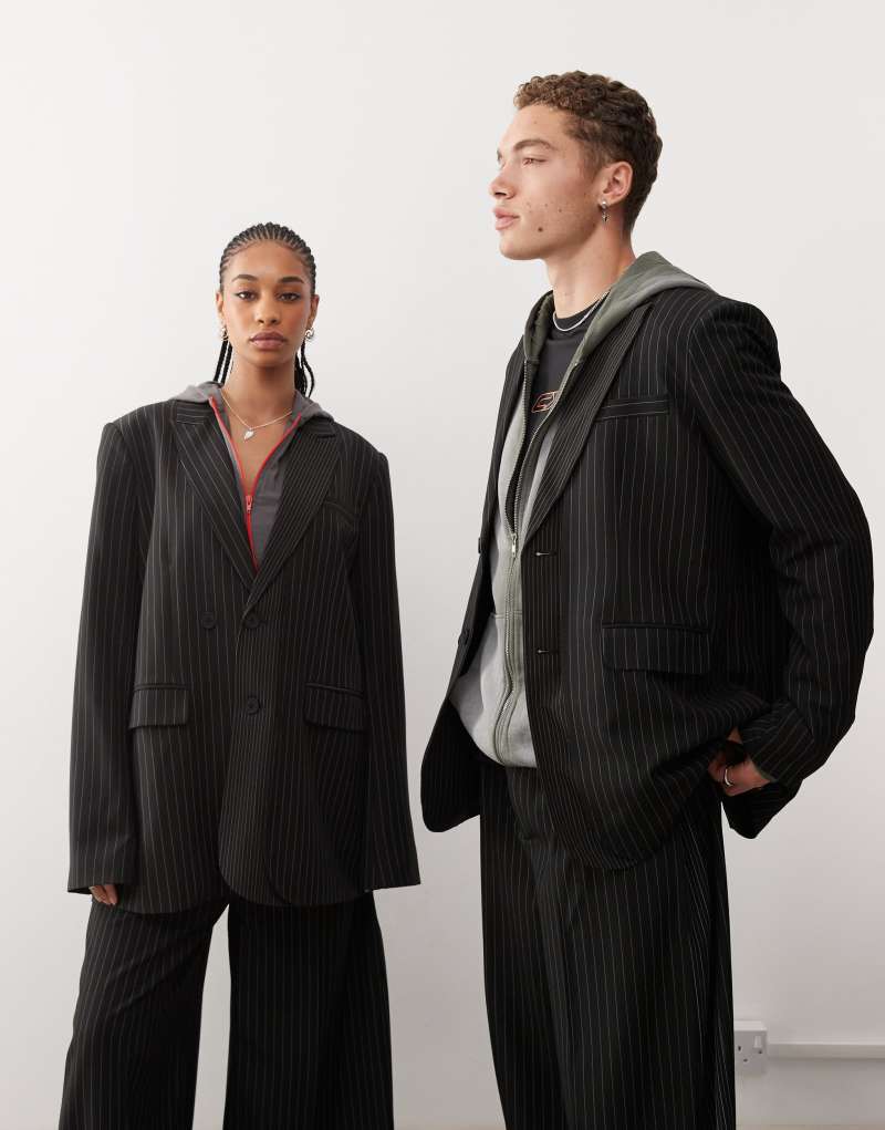 COLLUSION Unisex oversized blazer in pinstripe - part of a set Collusion