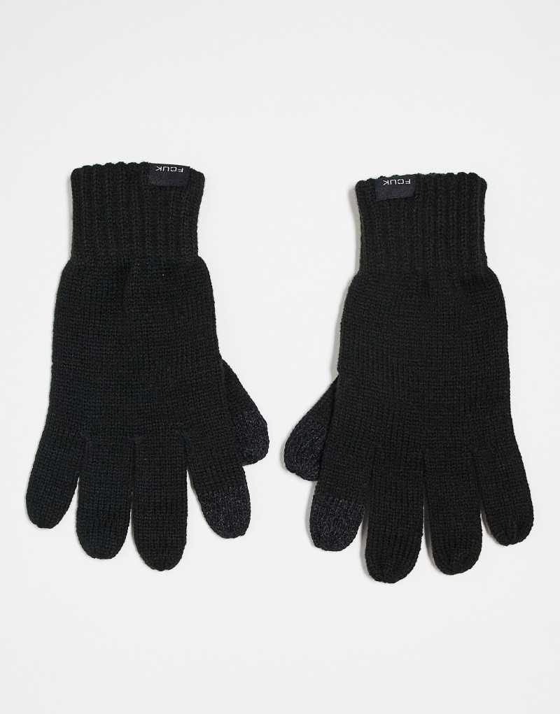 French Connection touch screen gloves in black French Connection Mens