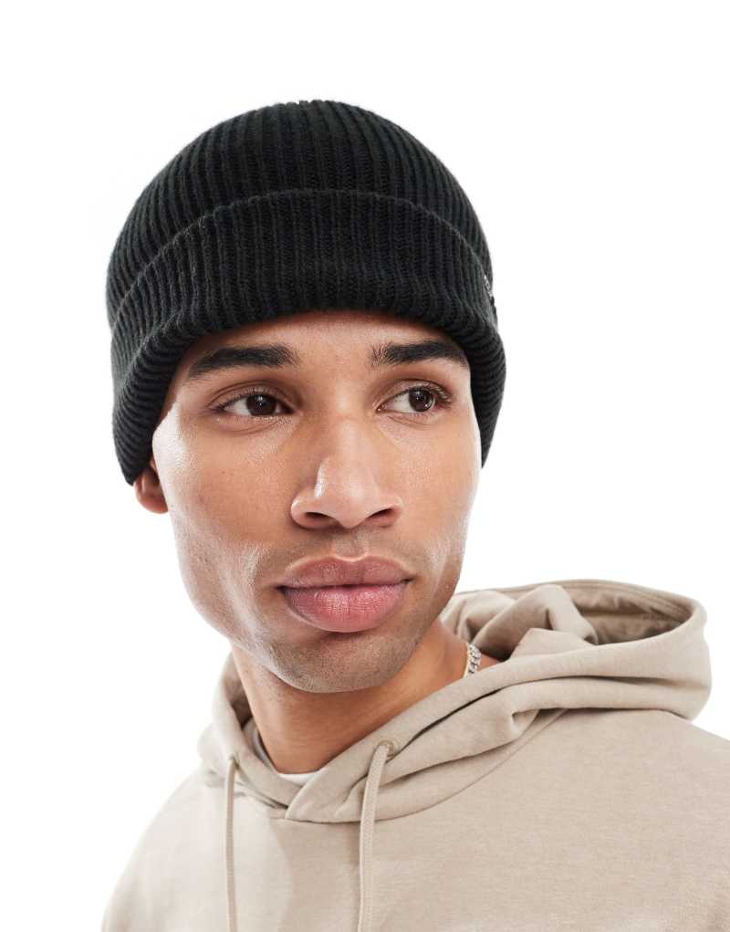 French Connection FCUK ribbed beanie hat in black French Connection Mens